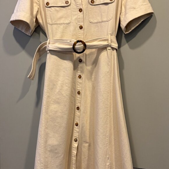 Sezane Jeannette Dress in Mottled Ecru Size 44 - Picture 4 of 7